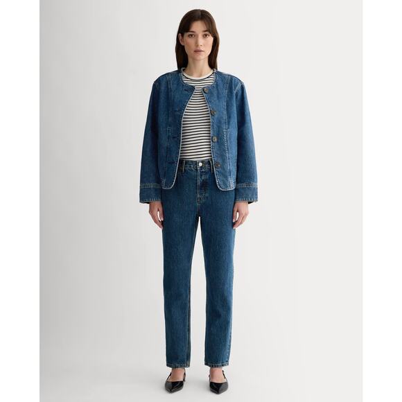 Everlane 90s Cheeky Jean Deep Atlantic Blue Organic Denim Straight Leg 23 Ankle - Picture 5 of 14